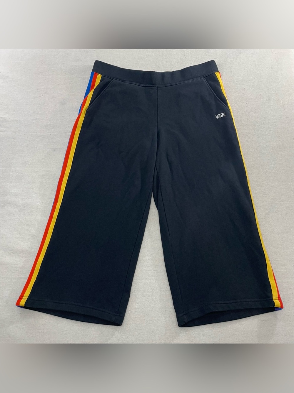Vans Off The Wall Rainee Crop Capri Black Rainbow Sweat Pants Women's Size M
